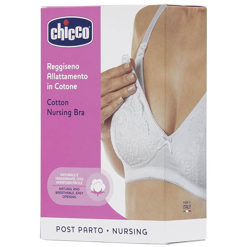 حمالة صدر لفترة الرضاعة مبطن بالقطن من Chicco أبيض مقاس 3C