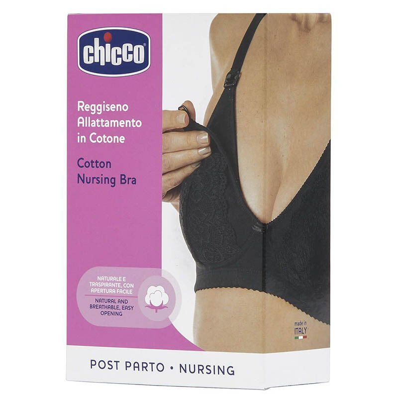 حمالة صدر لفترة الرضاعة مبطن بالقطن من Chicco أسود مقاس 3C