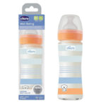 مرضعة زجاج -240- سيليكون (برتقالي أولاد) 0M+ Slow