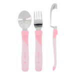 طاقم مائدة أكل ستانلس ستيل (تُوِيسْت شِيكْ) -3ق- PINK +12M