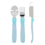 طاقم مائدة أكل ستانلس ستيل (تُوِيسْت شِيكْ) -3ق- BLUE +12M