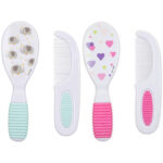 طاقم مشط وفرشة شعر NUBY (أزرق + وردي) +3M