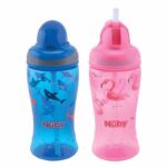 كوب NUBY -360ML- FLIP-IT STRAW (أزرق+وردي) +12M