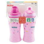 طاقم كوب NUBY -360ML- STRAW & POP-UP (وردي) 12M+18M