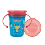كوب NUBY -240ML- 360° DRINKING (أزرق بغطاء أحمر) +6M