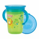 كوب NUBY -240ML- 360° DRINKING (أخضر بغطاء أزرق) +6M