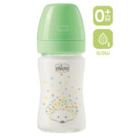 مرضعة زجاج -150- سيليكون (أخضر محايد) 0M+ Slow #حديث